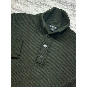 Banana Republic Sweater Mens XL Green Extra Fine Merino Wool Fisherman Fair isle